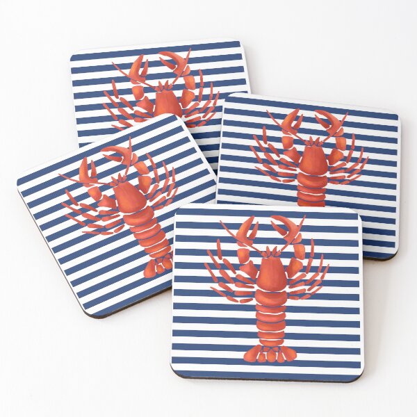 Item preview, Nantucket Style with Red Lobster Blue Stripes designed and sold by The Retromotel.