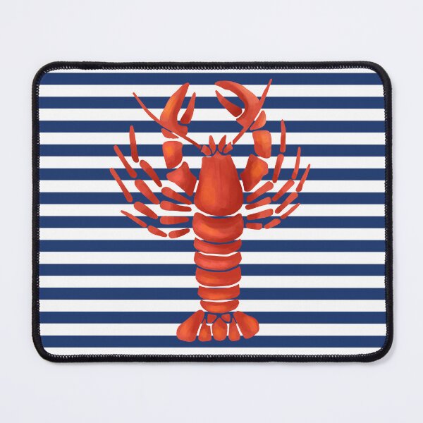 Item preview, Nantucket Style with Red Lobster Blue Stripes designed and sold by The Retromotel.