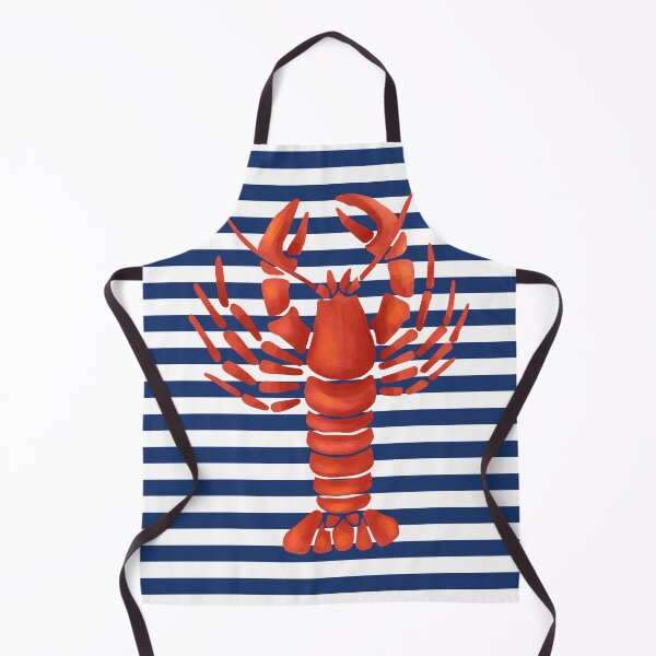 Item preview, Nantucket Style with Red Lobster Blue Stripes designed and sold by The Retromotel.
