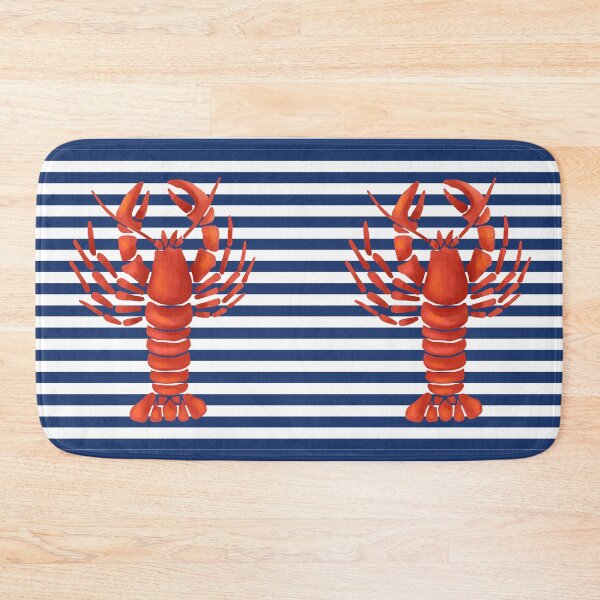 Item preview, Nantucket Style with Red Lobster Blue Stripes designed and sold by The Retromotel.