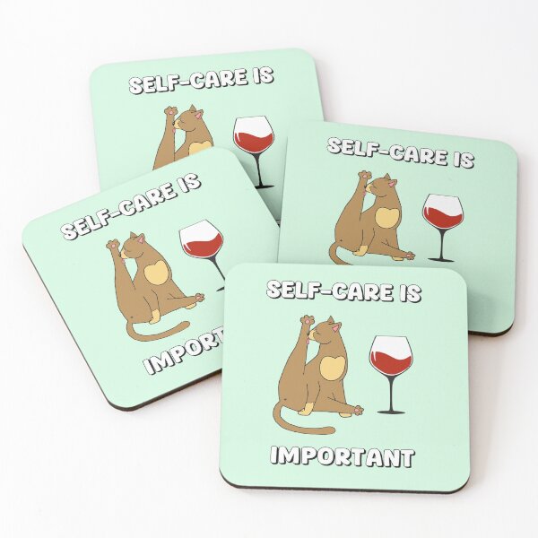 Item preview, Self Care Is Important Funny Cat Wine Graphic designed and sold by TinyPawDesigns.