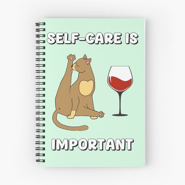 Item preview, Self Care Is Important Funny Cat Wine Graphic designed and sold by TinyPawDesigns.