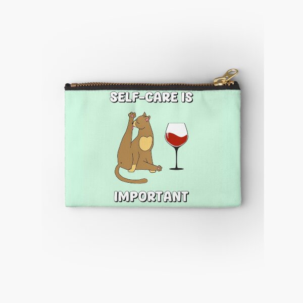 Item preview, Self Care Is Important Funny Cat Wine Graphic designed and sold by TinyPawDesigns.