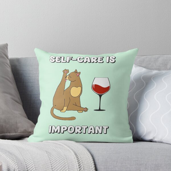 Item preview, Self Care Is Important Funny Cat Wine Graphic designed and sold by TinyPawDesigns.