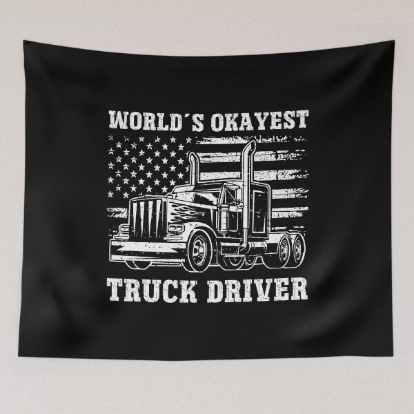 Item preview, World's Okayest Truck Driver Distressed American Flag Semi Truck designed and sold by Dmetalx Art Apparel.