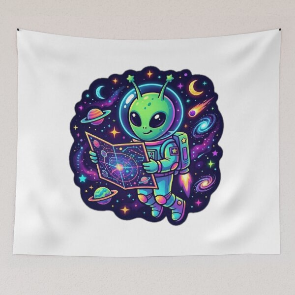 Item preview, Cute Alien Astronaut Exploring Space" designed and sold by DailyDoodlesBySumbul.