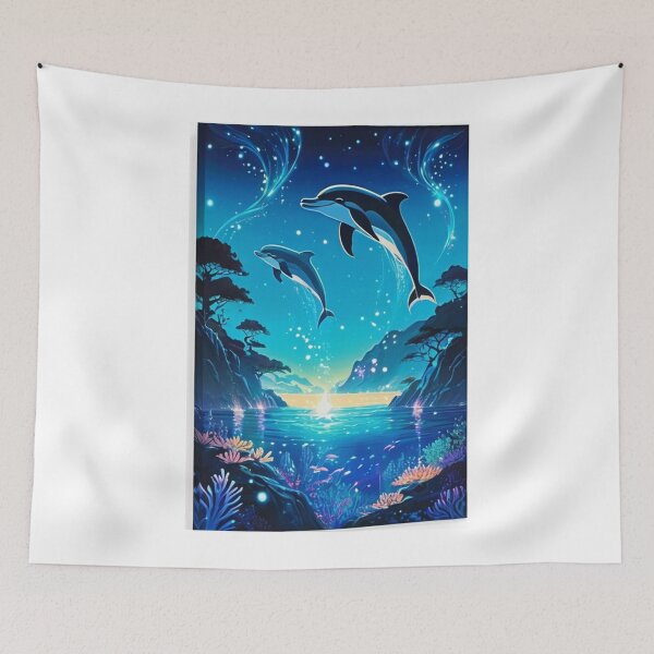 Item preview, Art - Stylized Dolphins, Dreamlike Digital Illustration designed and sold by AnimeShin.