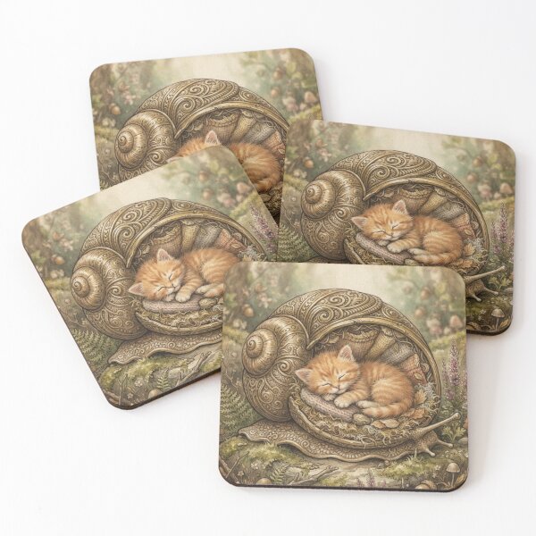Item preview, Tiny Kitten in a Giant Decorative Snail Shell Miniature Illustration designed and sold by DuckOddity.