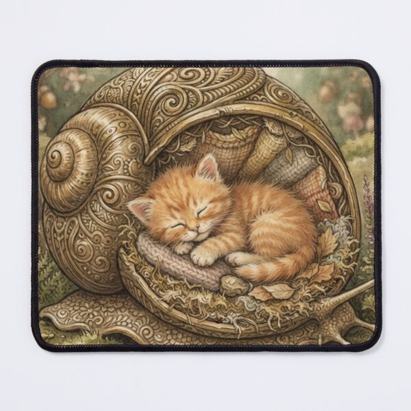 Item preview, Tiny Kitten in a Giant Decorative Snail Shell Miniature Illustration designed and sold by DuckOddity.