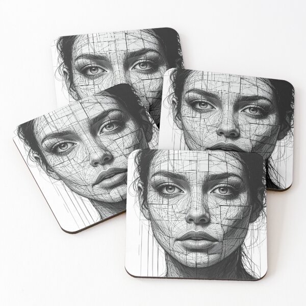 Item preview, Fragmented Identity – Abstract Geometric Face Line Art | Modern Minimalist Portrait Design designed and sold by PixPixari.