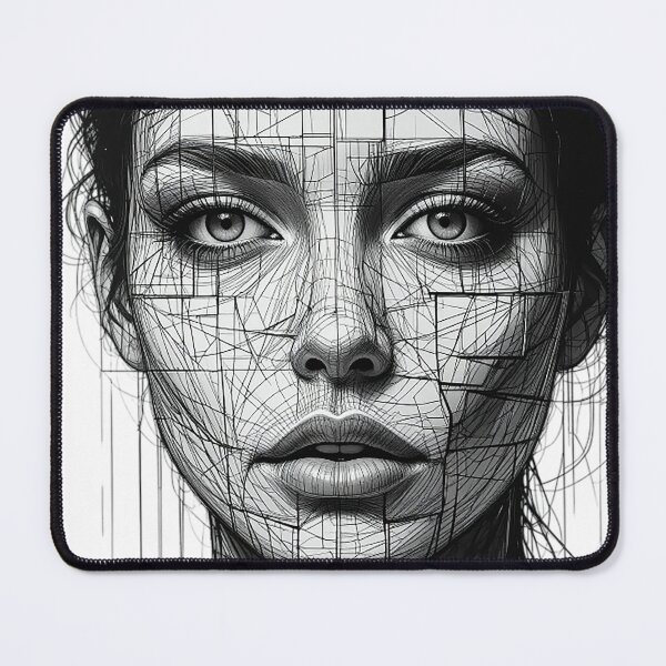 Item preview, Fragmented Identity – Abstract Geometric Face Line Art | Modern Minimalist Portrait Design designed and sold by PixPixari.