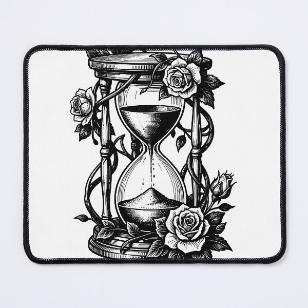 Item preview, Vintage Hourglass with Roses Tattoo Lineart designed and sold by KCasual.