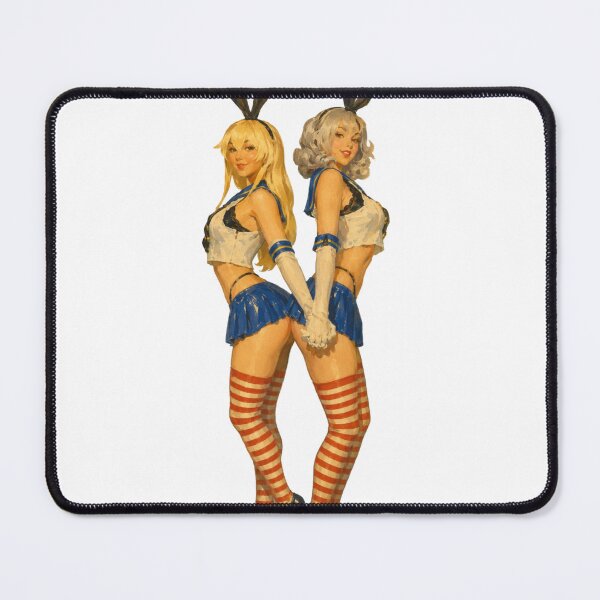 Item preview, Retro Anime Bunny Twins – Vintage Pin-Up Style Original Art designed and sold by Cosplayvintage.