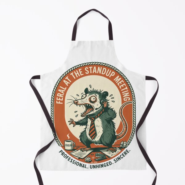 Item preview, Feral At The Standup Meeting Funny Possum Office Meme Vintage Badge designed and sold by ahmedouazza.