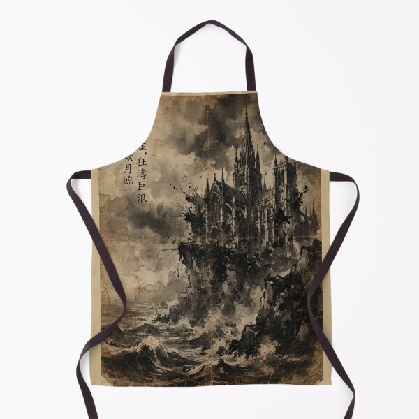 Item preview, Gothic Cathedral on the Cliff Sumi-e Ink Wash designed and sold by DuckOddity.