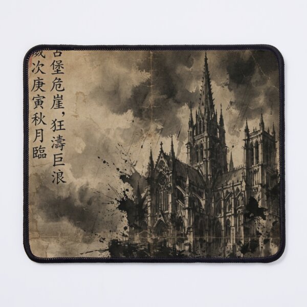 Item preview, Gothic Cathedral on the Cliff Sumi-e Ink Wash designed and sold by DuckOddity.