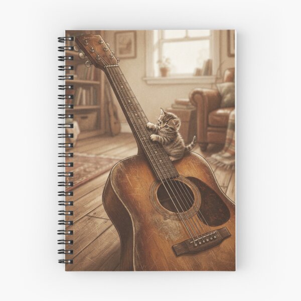 Item preview, Tiny Kitten Playing with a Giant Acoustic Guitar Miniature Illustration designed and sold by DuckOddity.