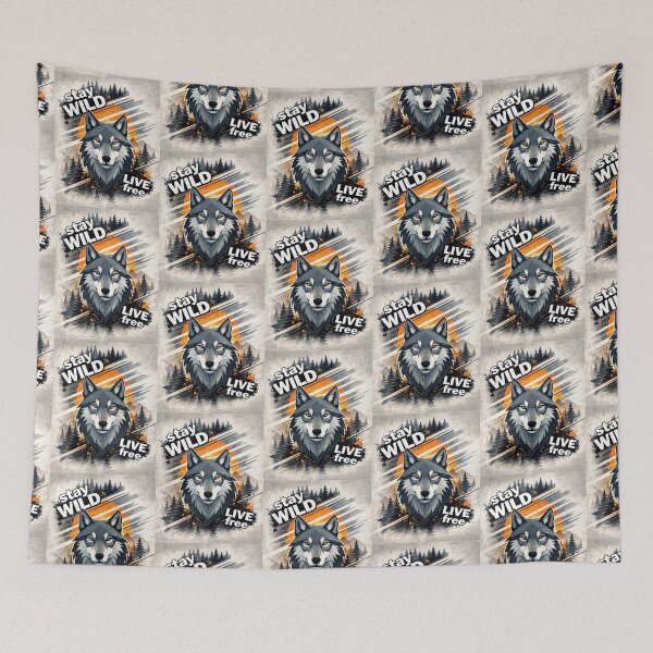 Item preview, Stay Wild Live Free Wolf Nature designed and sold by Fikuall.