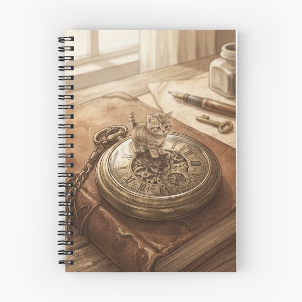 Item preview, Tiny Kitten on a Giant Vintage Pocket Watch Miniature Illustration designed and sold by DuckOddity.