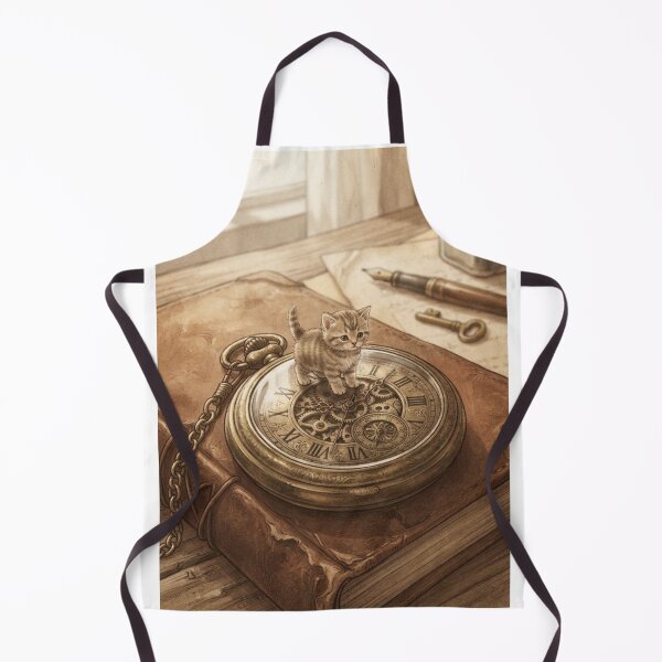 Item preview, Tiny Kitten on a Giant Vintage Pocket Watch Miniature Illustration designed and sold by DuckOddity.