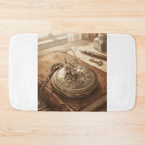 Item preview, Tiny Kitten on a Giant Vintage Pocket Watch Miniature Illustration designed and sold by DuckOddity.