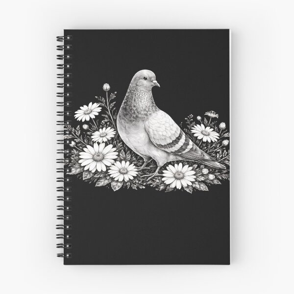 Item preview, Black and White Pigeon With Daisies designed and sold by azule1.