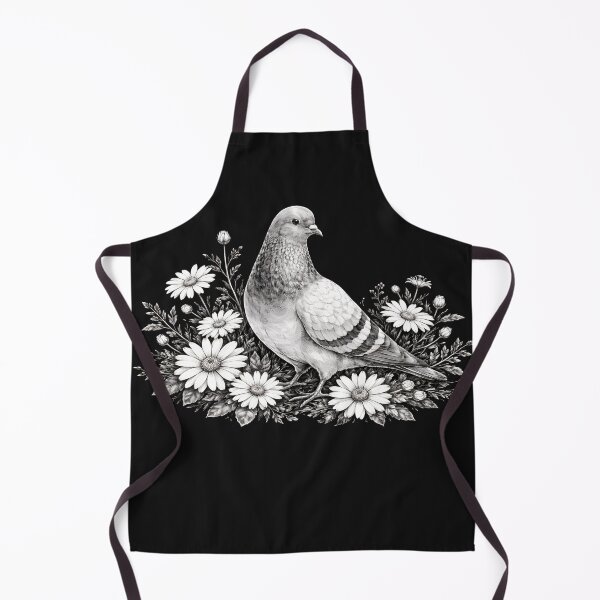 Item preview, Black and White Pigeon With Daisies designed and sold by azule1.