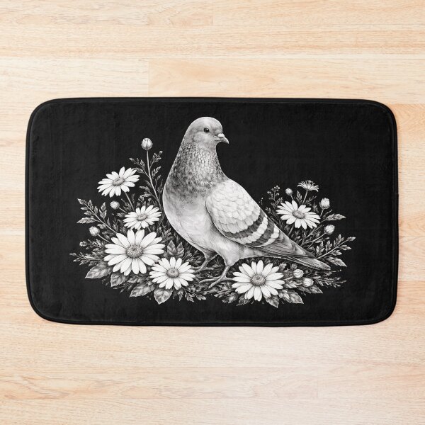 Item preview, Black and White Pigeon With Daisies designed and sold by azule1.