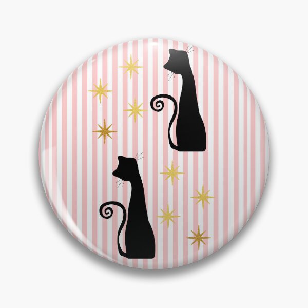 Item preview, Retro Black Cat with Pink Stripes designed and sold by The Retromotel.