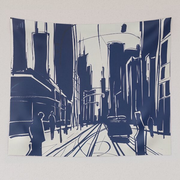 Item preview, Chicago, USA - Blue Abstract Art designed and sold by shadow-bloom.