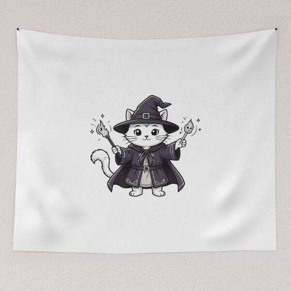 Item preview, Cute Wizard Cat with Magic Wand Kawaii Witch designed and sold by KCasual.