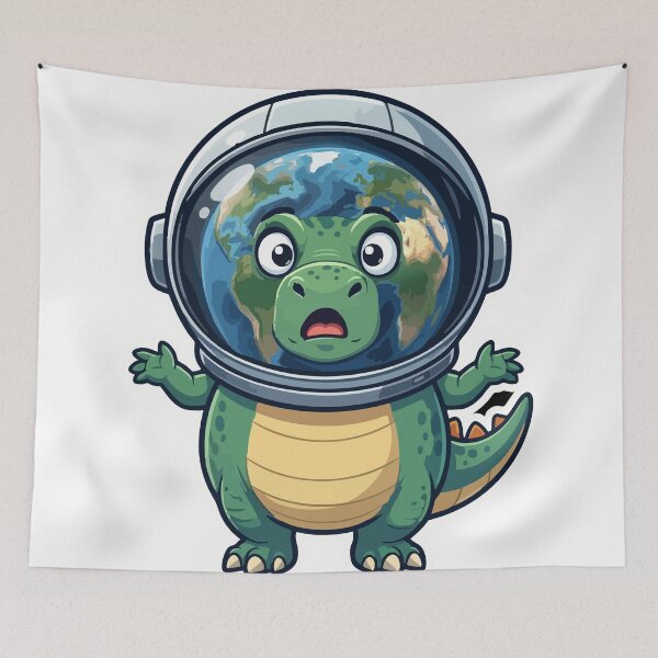Item preview, Cute Space Dinosaur Astronaut with Planet Earth Helmet - Dino Art designed and sold by liudiam.