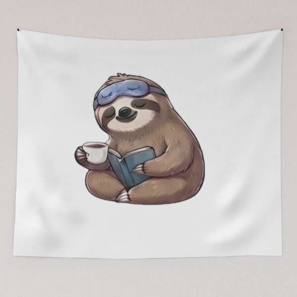 Item preview, Cute Sloth Reading a Book with Coffee designed and sold by DailyDoodlesBySumbul.