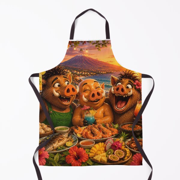 Item preview, The Reunion Feast — Three Wild Boar Friends Celebrating Together in Tenerife designed and sold by CanaryVibesArt.