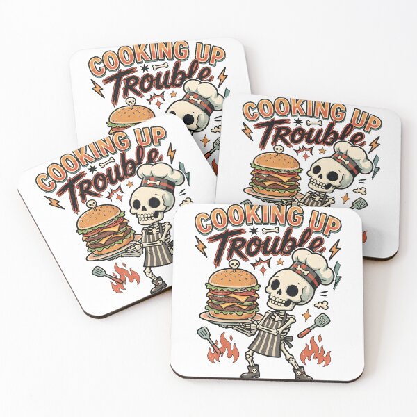 Item preview, Skeleton Chef Holding Giant Cheeseburger Cooking Up Trouble designed and sold by MisteryDesigner.