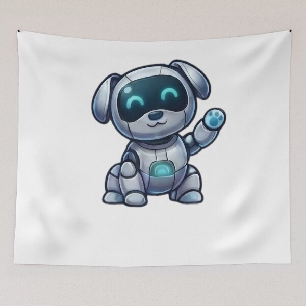 Item preview, Cute Robot Puppy Waving designed and sold by DailyDoodlesBySumbul.