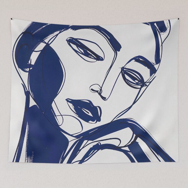 Item preview, Chilean woman - Blue Abstract Art designed and sold by shadow-bloom.