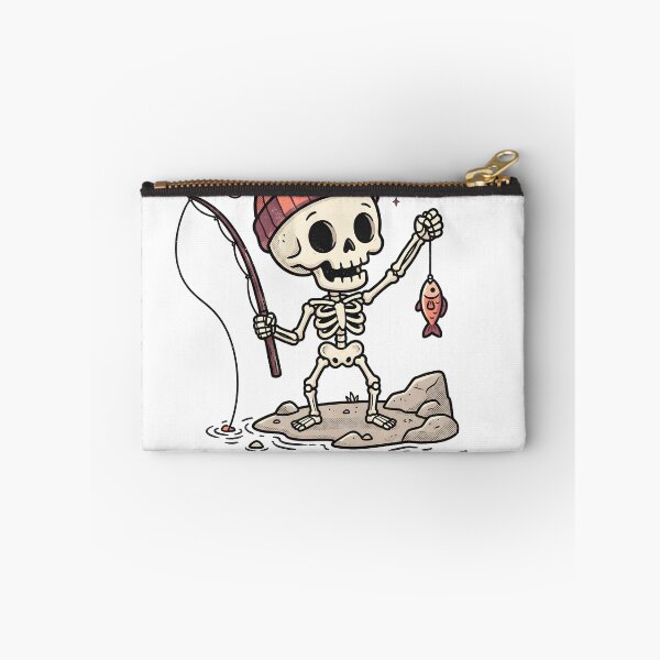 Item preview, Cartoon Skeleton Fishing Holding Small Fish Small Wins Count designed and sold by MisteryDesigner.