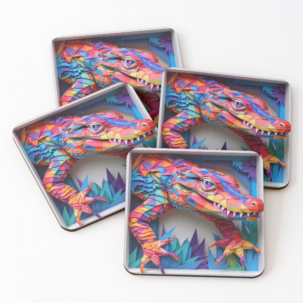 Item preview, 3D Layered Papercraft Crocodile  | Colorful Low Poly Paper Sculpture  | Geometric Animal designed and sold by The D Edition.