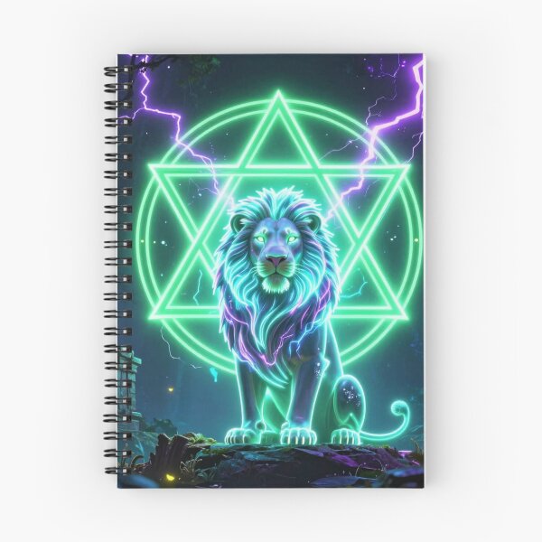 Item preview, Neon Mystic Lion - Glowing Sacred Geometry Fantasy Art T-Shirt designed and sold by DervoTeck2767.