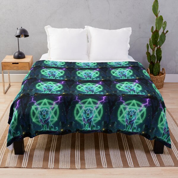 Item preview, Neon Mystic Lion - Glowing Sacred Geometry Fantasy Art T-Shirt designed and sold by DervoTeck2767.
