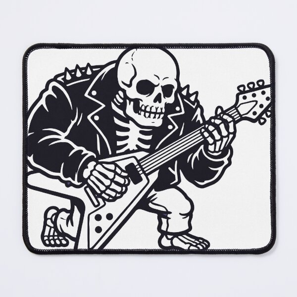 Item preview, Rocker Skeleton Playing Electric Guitar Flying V Leather Jacket designed and sold by MisteryDesigner.