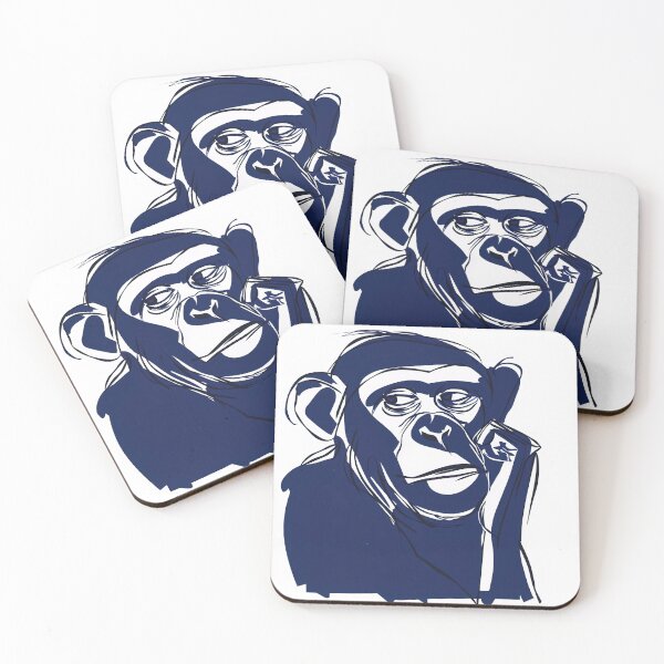 Item preview, Chimpanzee - Blue Abstract Art designed and sold by shadow-bloom.