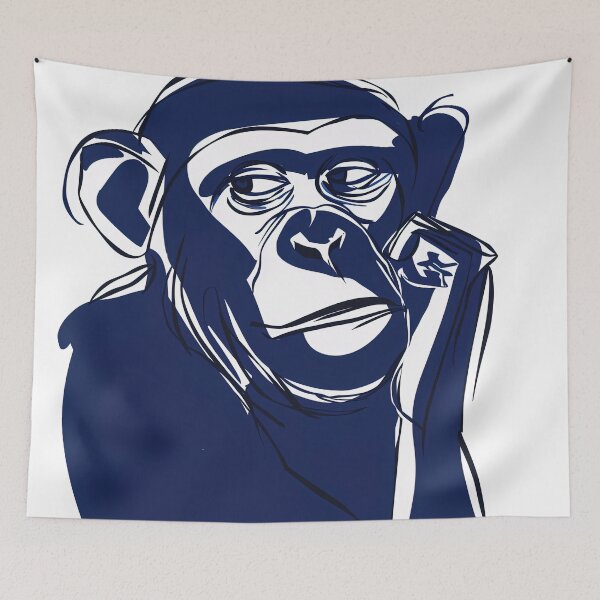 Item preview, Chimpanzee - Blue Abstract Art designed and sold by shadow-bloom.
