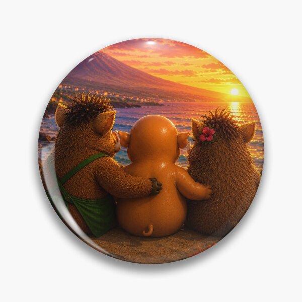 Item preview, Together Again — Three Wild Boar Friends Watching the Tenerife Sunset designed and sold by CanaryVibesArt.