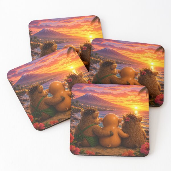 Item preview, Together Again — Three Wild Boar Friends Watching the Tenerife Sunset designed and sold by CanaryVibesArt.