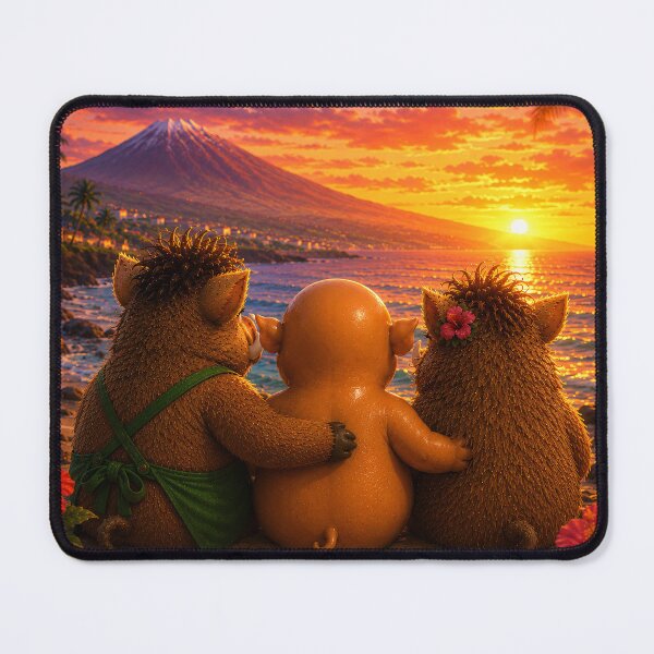 Item preview, Together Again — Three Wild Boar Friends Watching the Tenerife Sunset designed and sold by CanaryVibesArt.