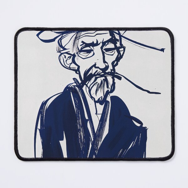 Item preview, Chinese man, portrait - Blue Abstract Art designed and sold by shadow-bloom.