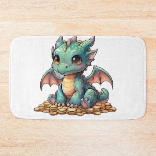 Item preview, Cute Baby Dragon Sitting on Gold Coins" designed and sold by DailyDoodlesBySumbul.