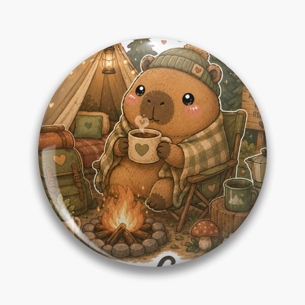 Item preview, Camping Capybara — Cozy Campfire Sticker designed and sold by TrazosInk.